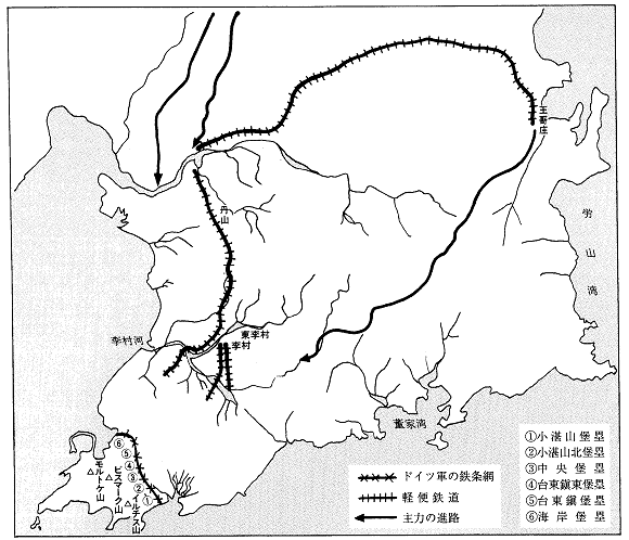 1914年 日独青島戦争 軽便鉄道の敷設 地図